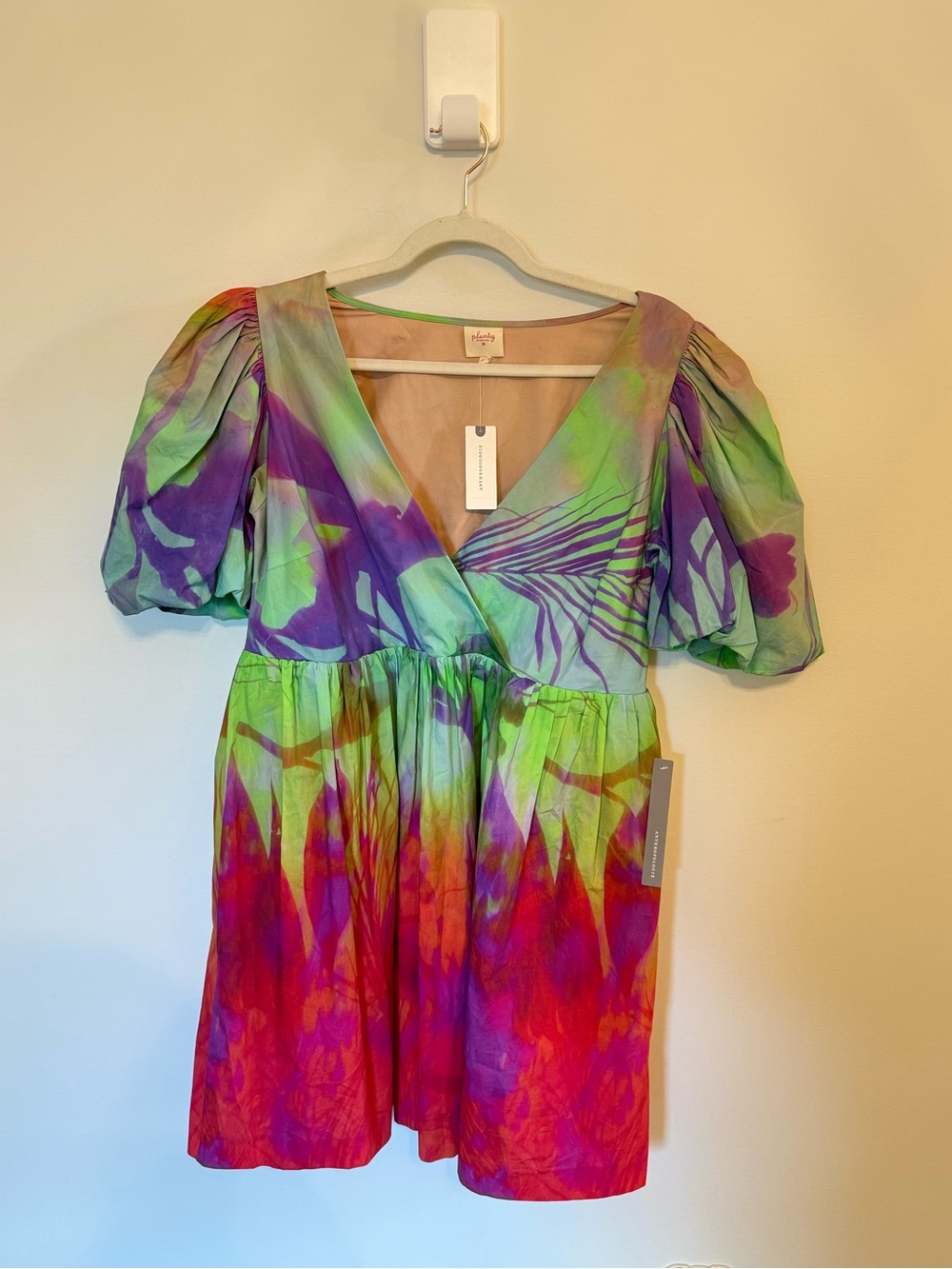Anthropologie Plenty by Tracy Reese • NWT Puff-Sleeve Surplice Dress Size M - Picture 5 of 10